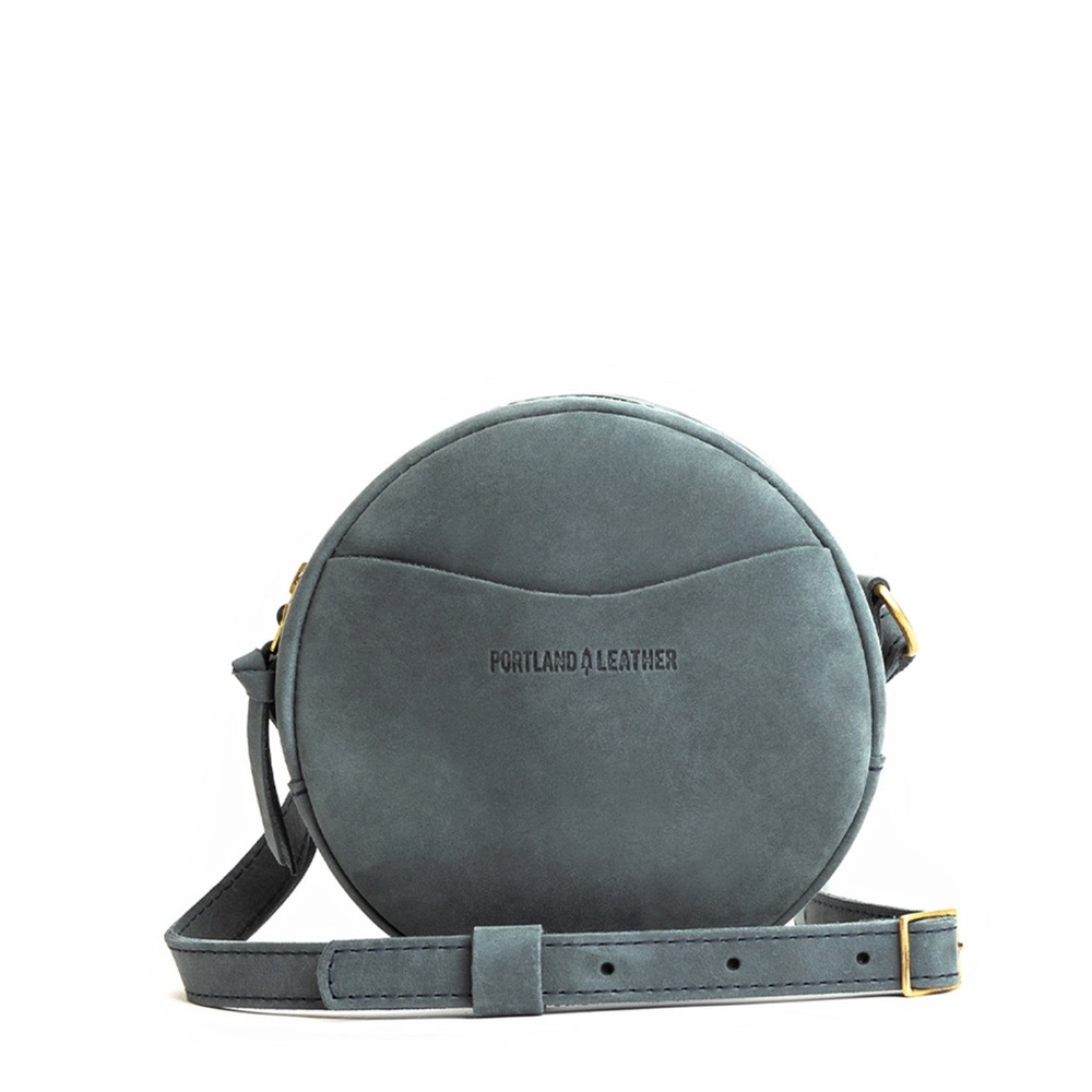 Portland Leather Circle Crossbody Bag, Storm Blue, Small
